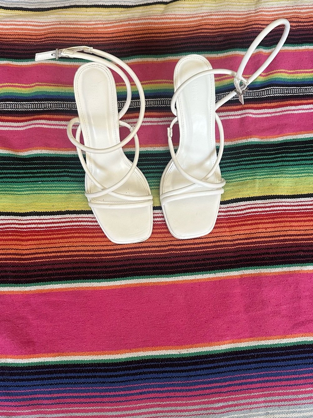Forever 21-8- White Strappy Square-Toe Sandals